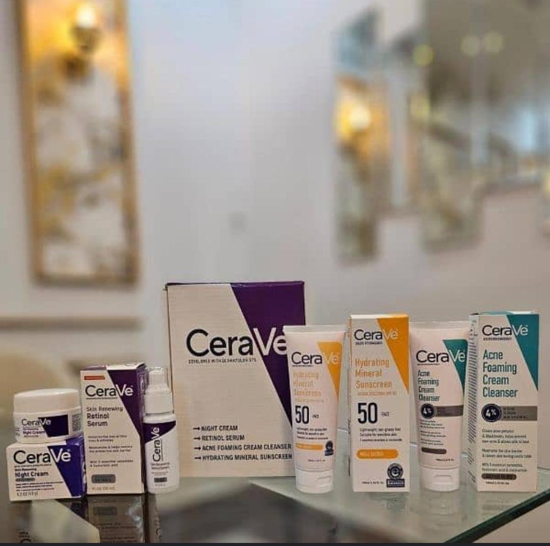 CeraVe 4-in-1 Skincare Kit | Cleanser, Serum, Sunblock & Night Cream | Dermatologist-Approved Routine