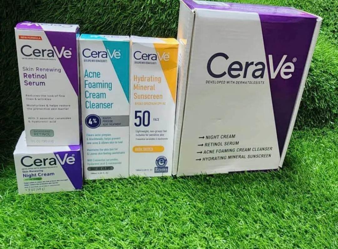 CeraVe 4-in-1 Skincare Kit | Cleanser, Serum, Sunblock & Night Cream | Dermatologist-Approved Routine