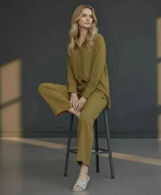 2 Pcs Women's Stitched Georgette Plain Shirt And Trouser