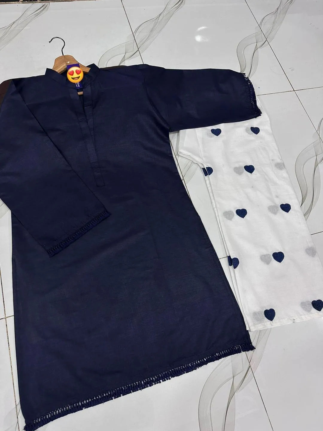 2 Pcs Women's Stitched Cotton Embroidered Shirt And Trouser