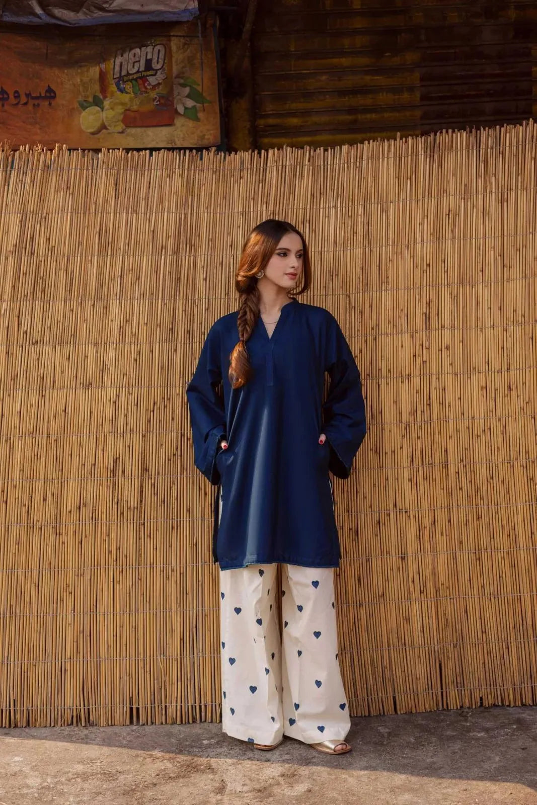 2 Pcs Women's Stitched Cotton Embroidered Shirt And Trouser