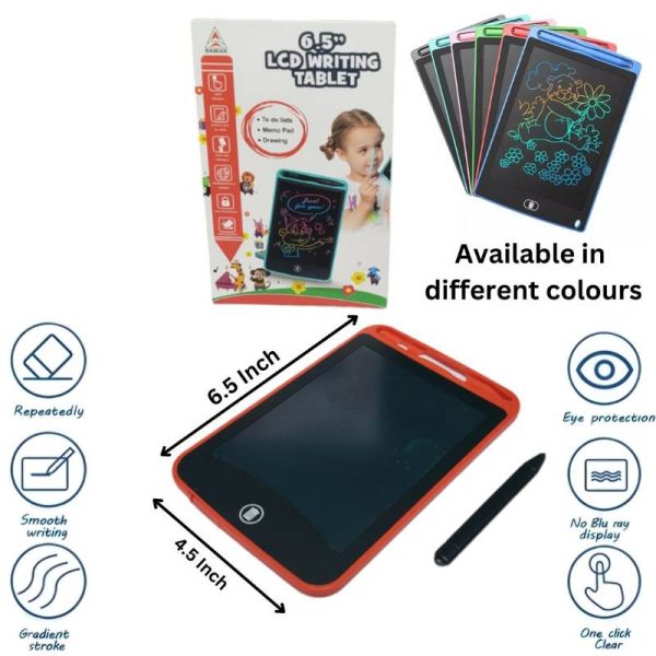 6.5-Inch Multi-Color LCD Writing Tablet | Premium Quality | Random Colors | Reusable Drawing & Note-Taking Tool for Kids