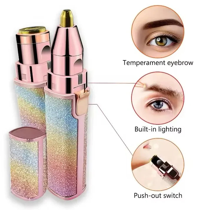 2‑in‑1 Electric Eyebrow Trimmer & Facial Hair Remover for Women - Compact & Rechargeable