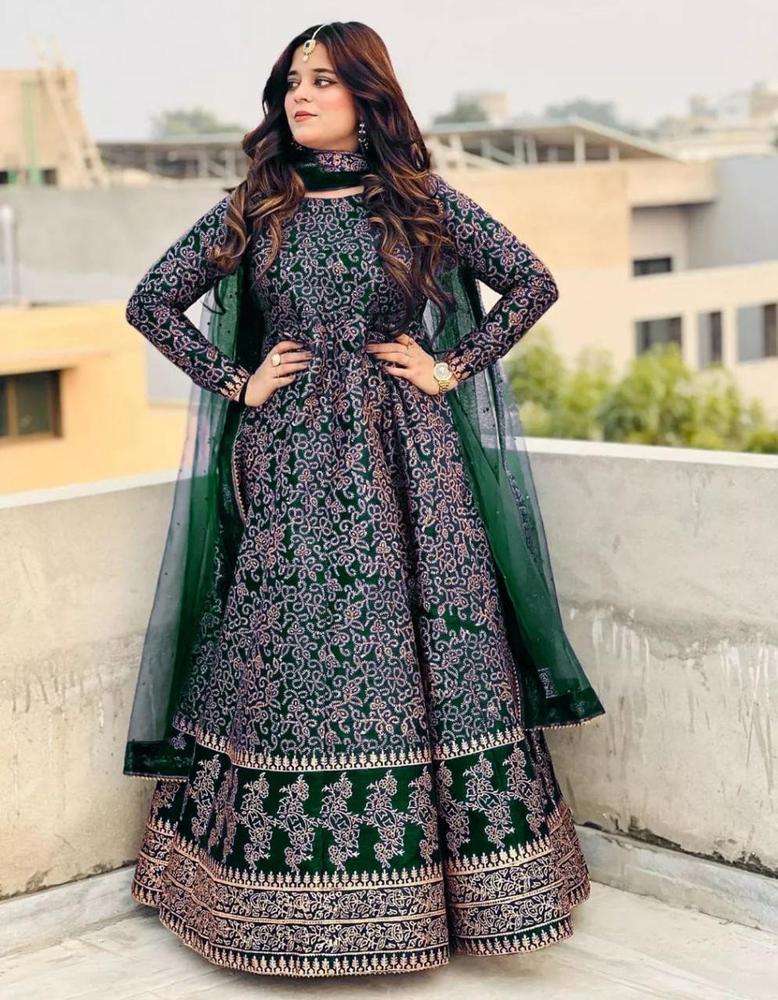 3 Pcs Women's Stitched Katan Silk Screen Printed Maxi