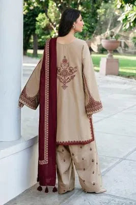 3 Pcs Women's Unstitched Embroidered Suit