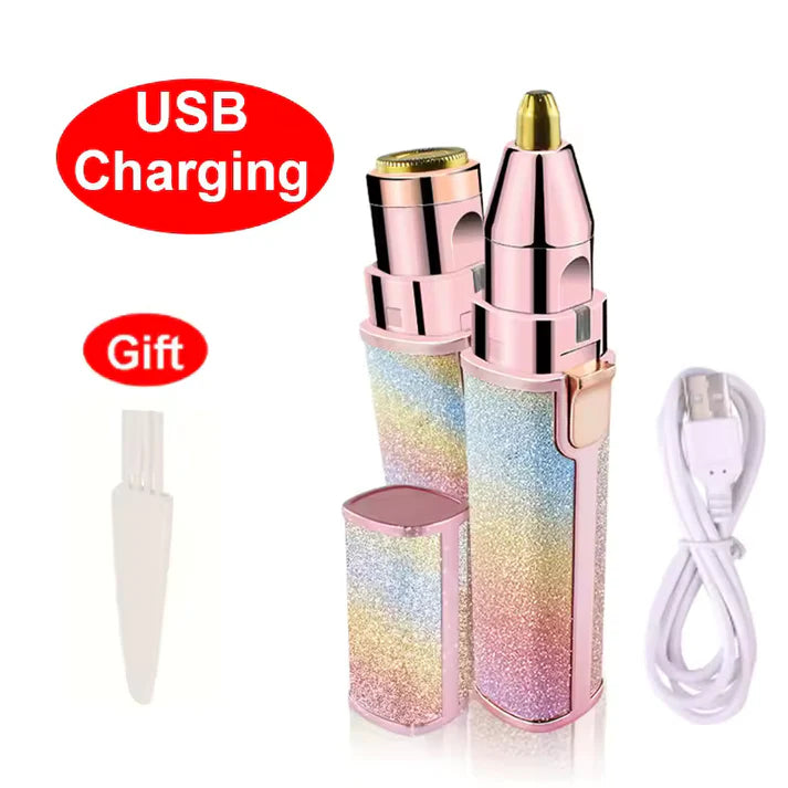2‑in‑1 Electric Eyebrow Trimmer & Facial Hair Remover for Women - Compact & Rechargeable